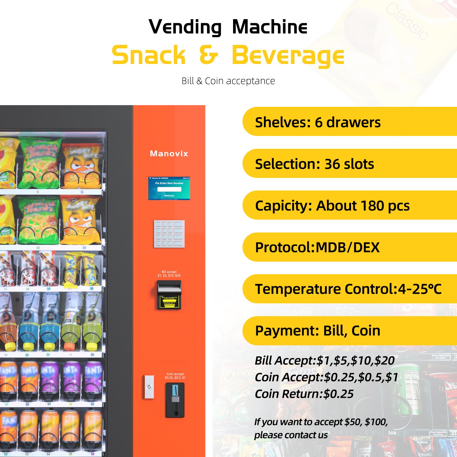 M6K1-36 slots refrigertation vending machine