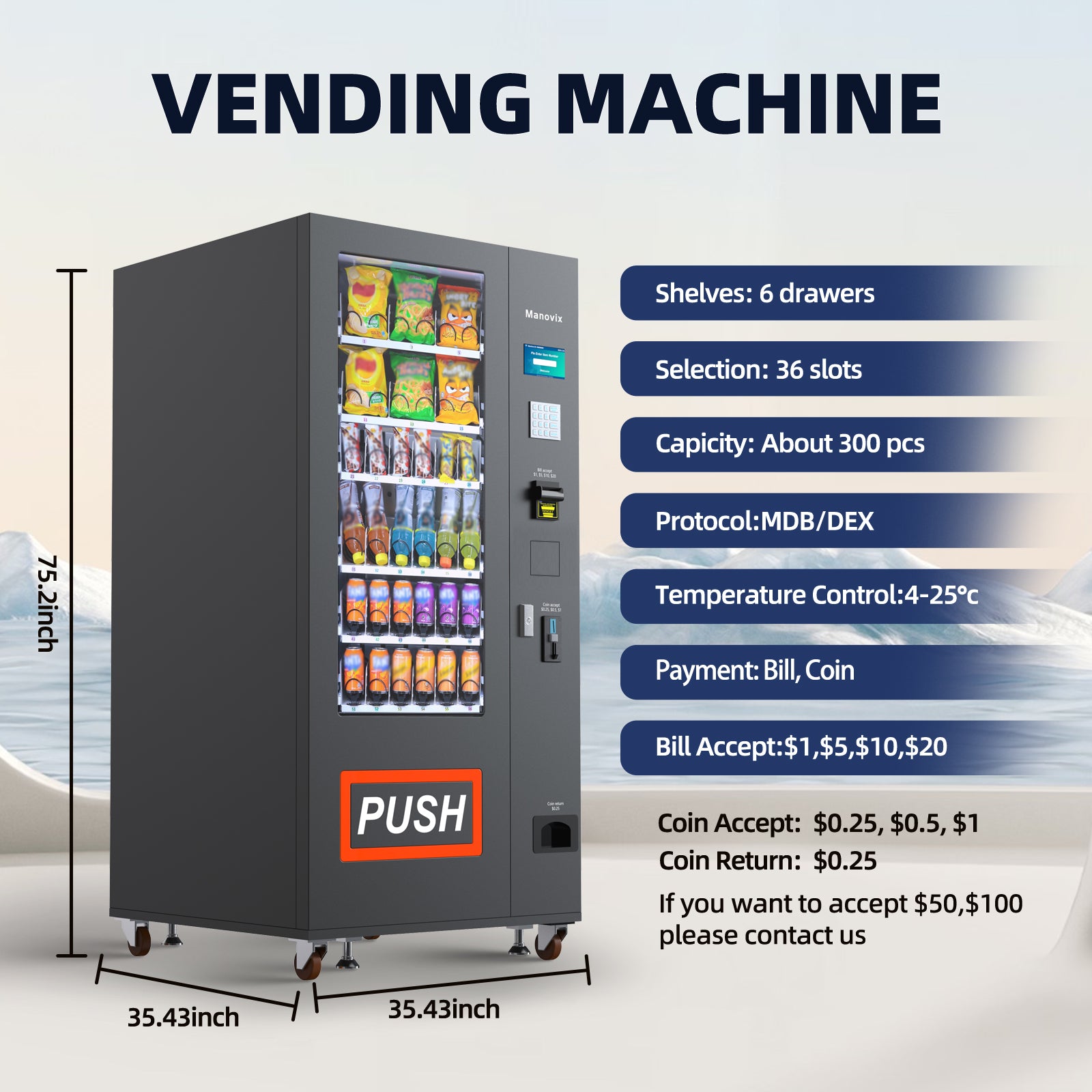 M6K-36 slots refrigertation vending machine