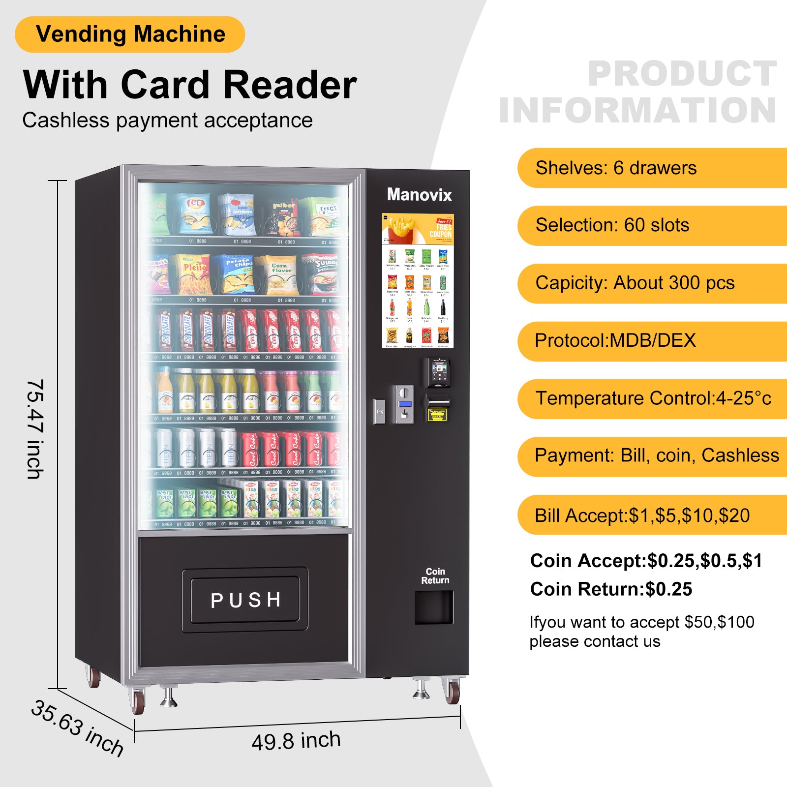 M10T-60 slots refrigeration vending machine with touch panel