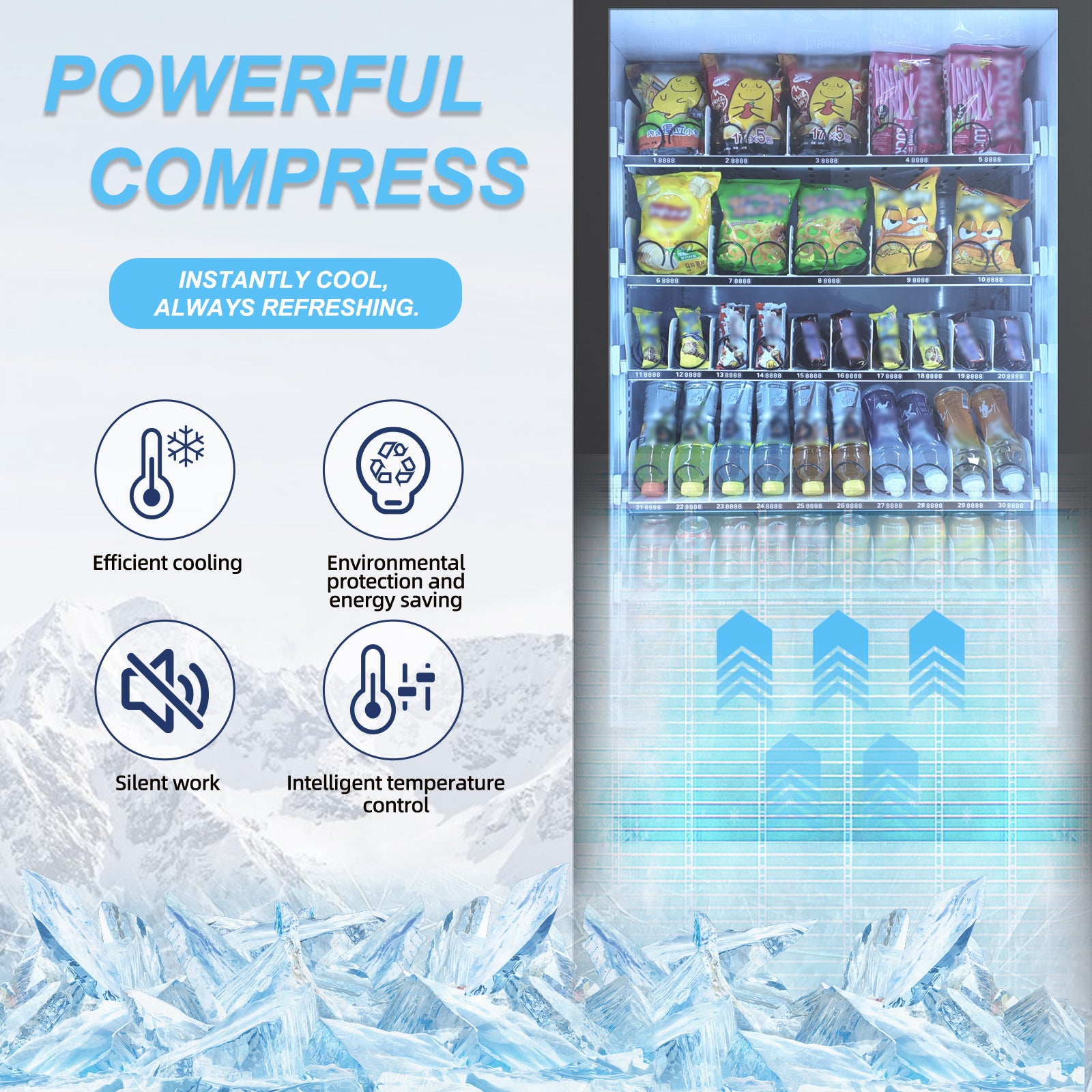 M10T-60 slots refrigeration snack vending machine with touch screen