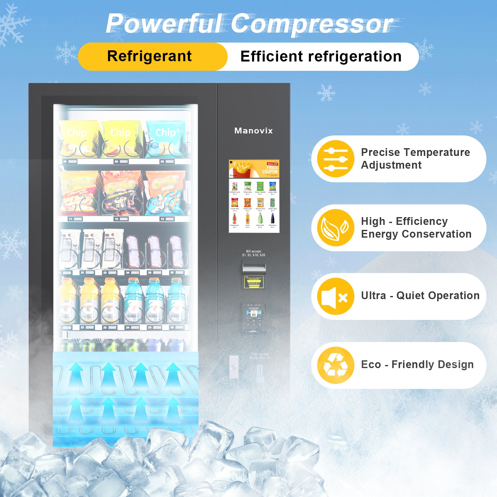M6T-36 slots refrigeration vending machine with touch panel