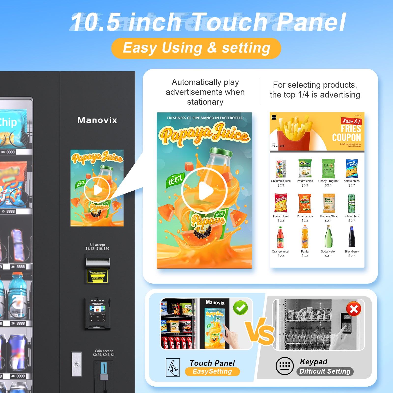 M6T-36 slots refrigeration vending machine with touch panel