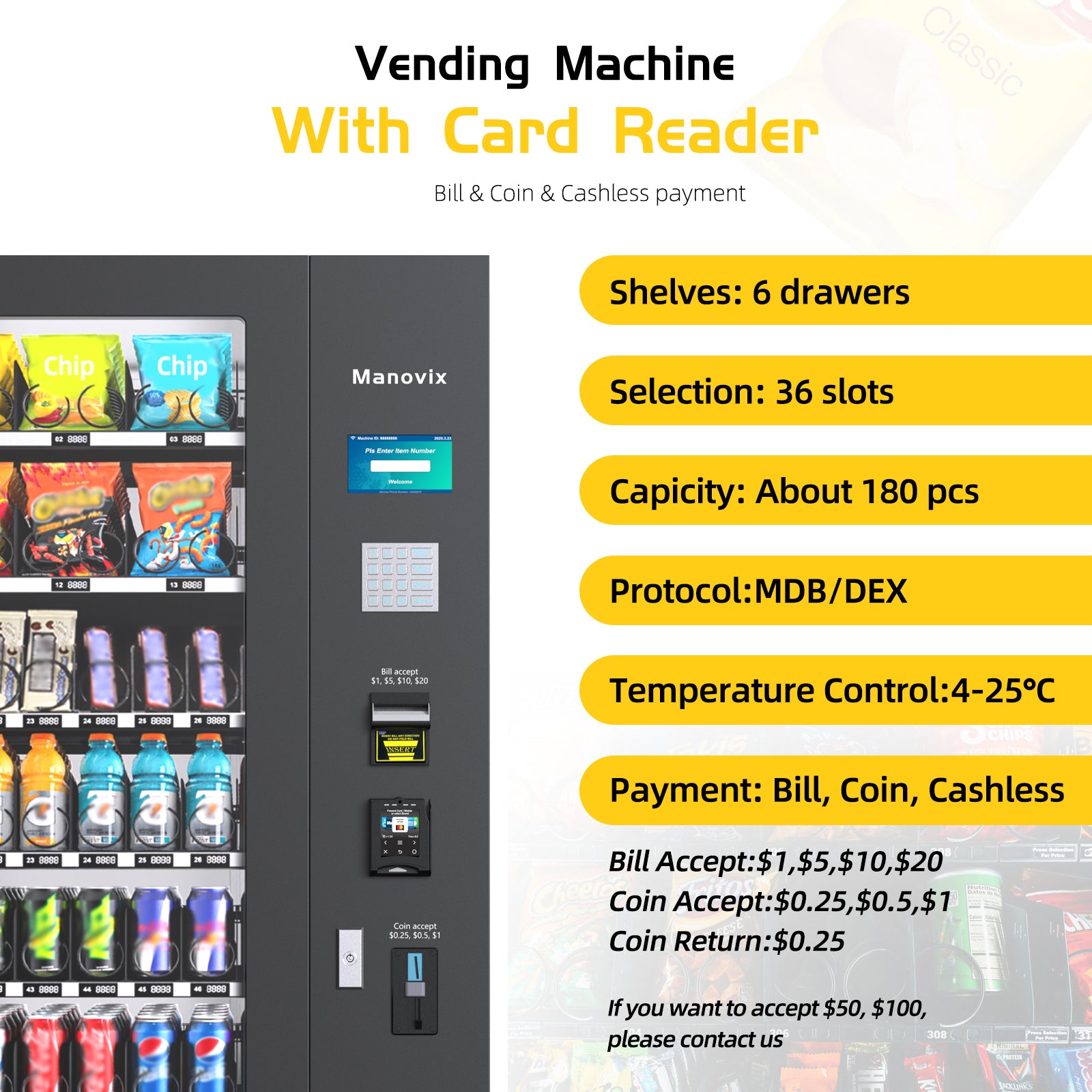 M6-36 slots refrigertation vending machine