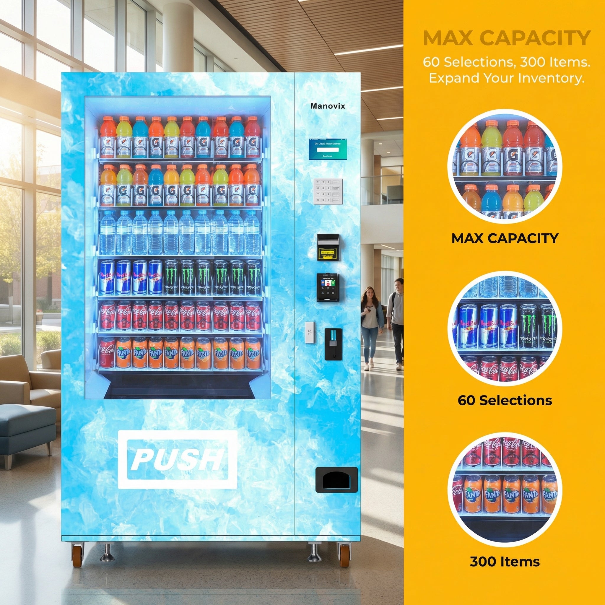 Refrigerated Beverage Vending Machine with 60 Slots and Button|M10K-3 ...