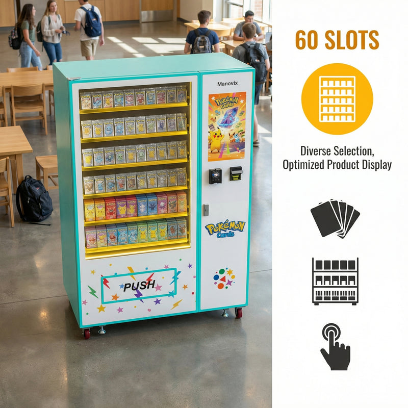 pokemon cards vending machine Pokémon and Toy Cards Vending Machine with 60 Slots and 21.5"Touchscre — Manovix